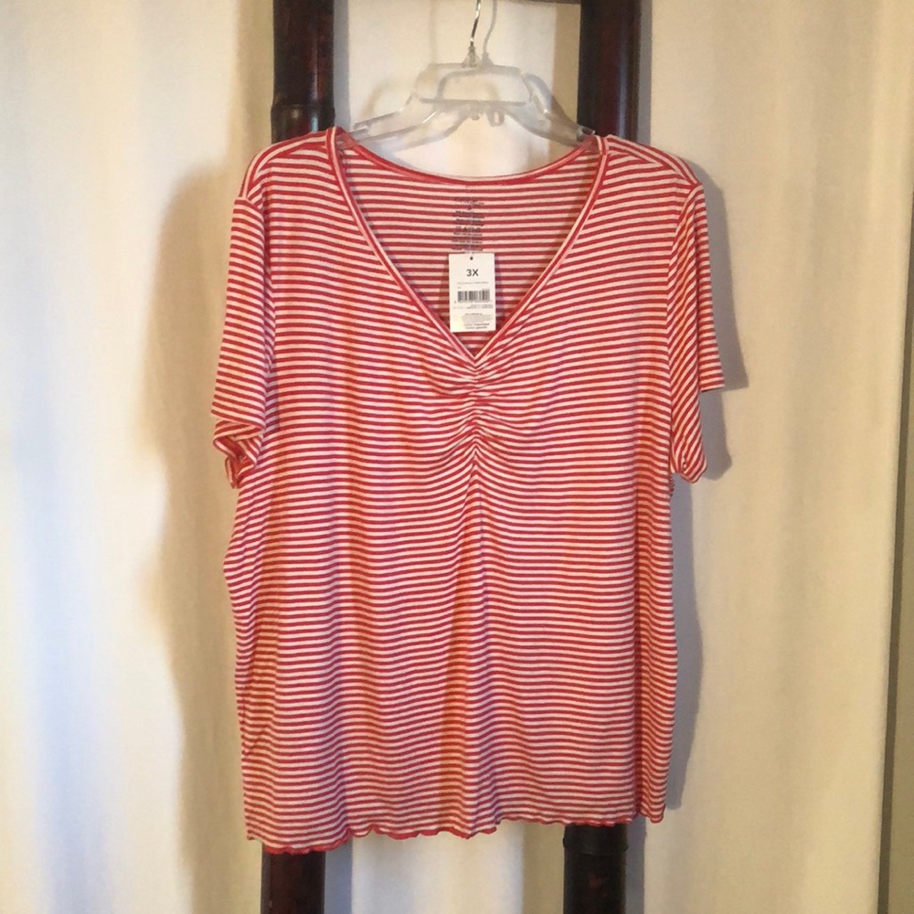 Plus Size Red and White Striped Women's Top